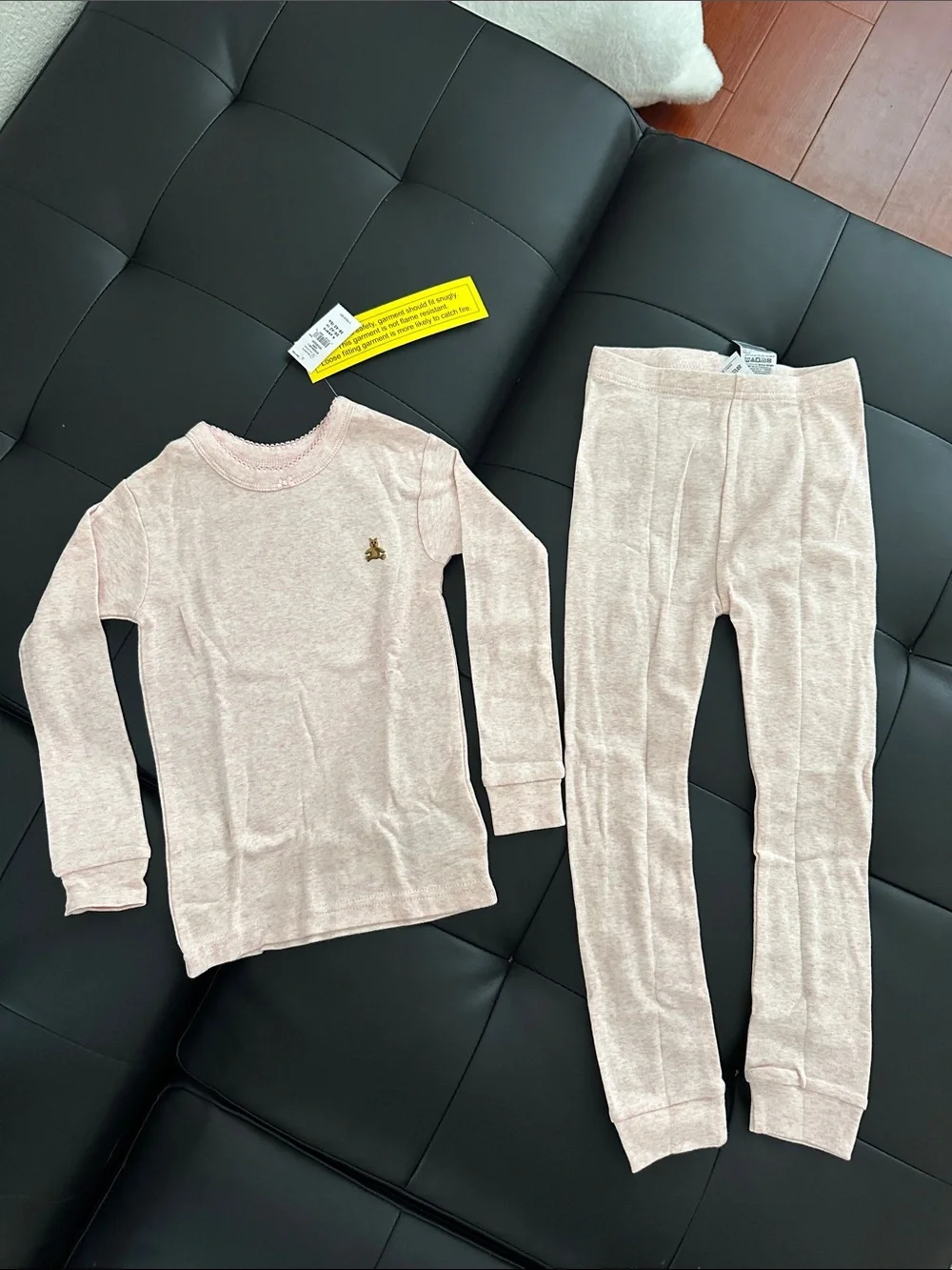 GAP Girls Pink Thermal Pajama Set with Embroidered Logo